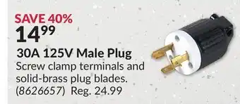 Princess Auto 30a 125v male plug offer