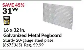 Princess Auto 16 x 32 in. galvanized metal pegboard offer