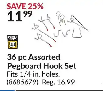 Princess Auto 36 pc assorted pegboard hook set offer