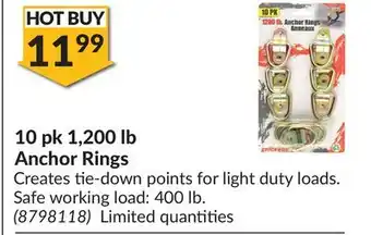 Princess Auto 10 pk 1, 200 lb anchor rings offer