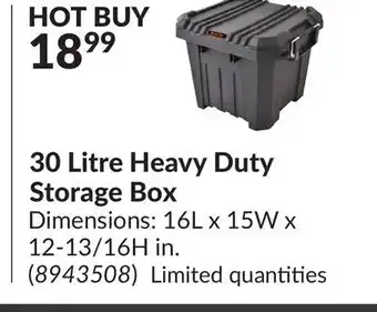 Princess Auto 30 litre heavy duty storage box offer