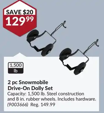 Princess Auto 2 pc snowmobile drive-on dolly set offer