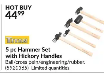 Princess Auto 5 pc hammer set with hickory handles offer