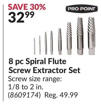 Princess Auto 8 pc spiral flute screw extractor set offer