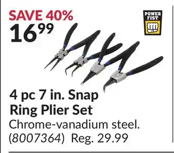 Princess Auto 4 pc 7 in. snap ring plier set offer