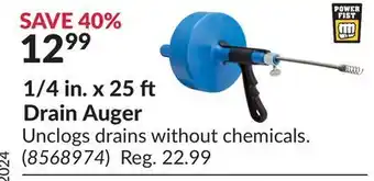 Princess Auto 1/4 in. x 25 ft drain auger offer