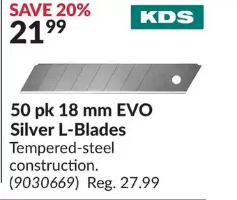 Princess Auto 50 pk 18 mm evo silver l-blades offer