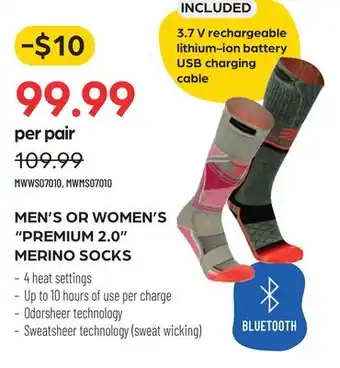 Pronature Men's or women's premium 2.0 merino socks offer
