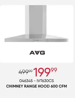 Meubles RD Avg chimney range hood 600 cfm offer