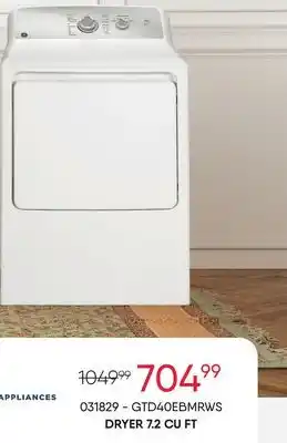 Meubles RD Ge appliances dryer 7.2 cu ft offer