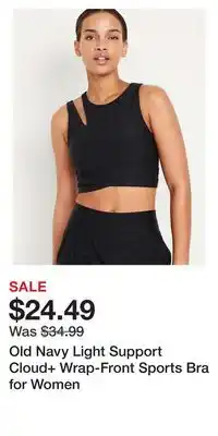 Old Navy Old navy light support cloud+ wrap-front sports bra for women offer