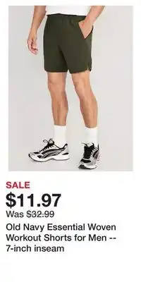 Old Navy Old navy essential woven workout shorts for men -- 7-inch inseam offer