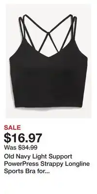 Old Navy Old navy light support powerpress strappy longline sports bra for women xs-4x offer