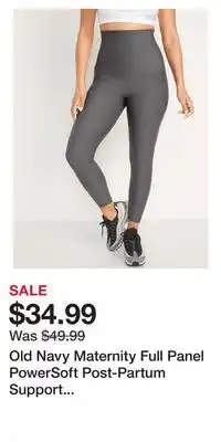 Old Navy Old navy maternity full panel powersoft post-partum support 7/8-length leggings offer