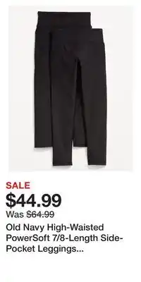 Old Navy Old navy high-waisted powersoft 7/8-length side-pocket leggings 2-pack for girls offer
