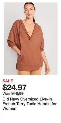 Old Navy Old navy oversized live-in french-terry tunic hoodie for women offer