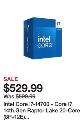 Newegg Intel core i7-14700 - core i7 14th gen raptor lake 20-core (8p+12e) lga 1700 65w intel uhd graphics 770 processor - bx8071514 offer