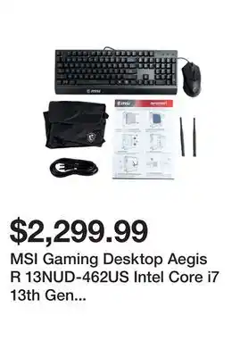Newegg Msi gaming desktop aegis r 13nud-462us intel core i7 13th gen 13700f (2.10ghz) 32gb ddr5 2 tb pcie ssd nvidia geforce rtx 406 offer