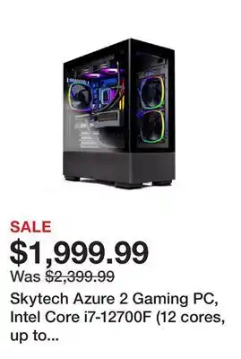 Newegg Skytech azure 2 gaming pc, intel core i7-12700f (12 cores, up to 4.9ghz), nvidia geforce rtx 4070 12gb, 16gb ddr4 3200, 1tb n offer