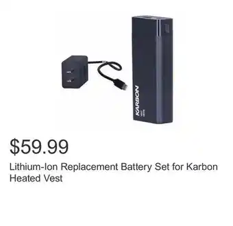 Costco Lithium-ion replacement battery set for karbon heated vest offer