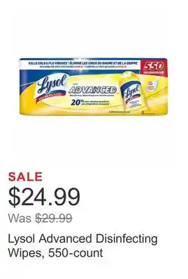 Costco Lysol advanced disinfecting wipes, 550-count offer