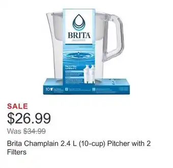 Costco Brita champlain 2.4 l (10-cup) pitcher with 2 filters offer