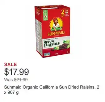 Costco Sunmaid organic california sun dried raisins, 2 x 907 g offer