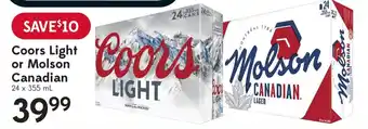 Sobeys Coors Light or Molson Canadian offer