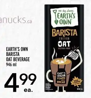 Metro EARTH'S OWN BARISTA OAT BEVERAGE 946 ml offer