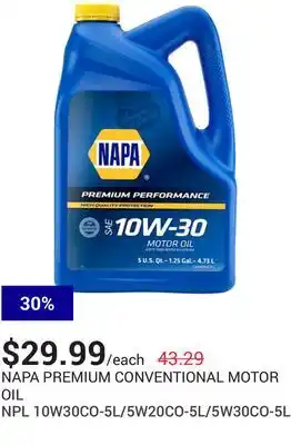 NAPA Auto Parts Conventional motor oil offer