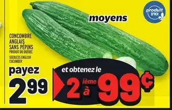 Metro Concombre anglais sans pépins | seedless english cucumber offer