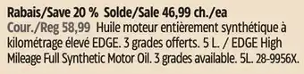 Canadian Tire Castrol edge high mileage full synthetic motor oil offer