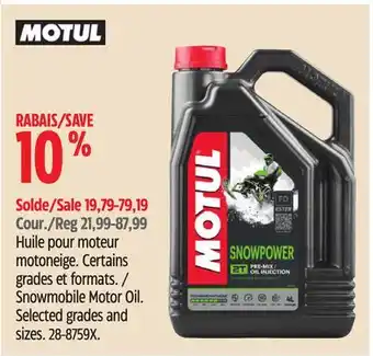 Canadian Tire Motul snowmobile motor oil offer