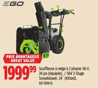 Canadian Tire Ego 56v 2-stage snowblower, 24 (kitted) offer
