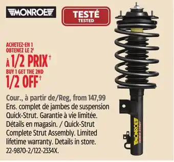 Canadian Tire Monroe quick-strut complete strut assembly offer