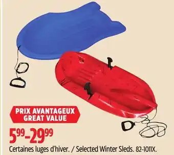 Canadian Tire Era group selected winter sleds offer