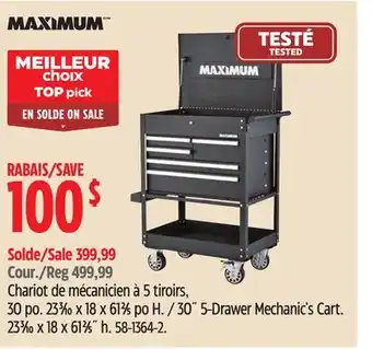 Canadian Tire Maximum 30 5-drawer mechanic's cart offer