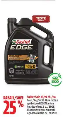 Canadian Tire Castrol edge titanium synthetic motor oil offer
