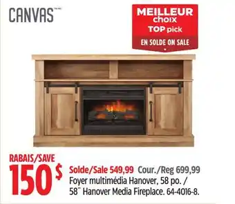 Canadian Tire Canvas 58 hanover media fireplace offer
