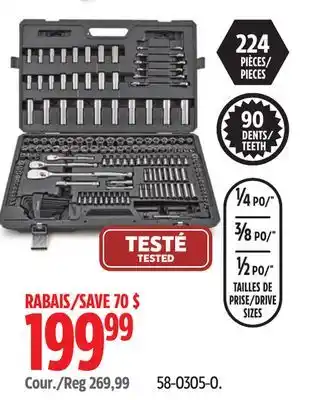 Canadian Tire Maximum professional grade socket set, 224-pc, crv, nickel-chrome plating offer