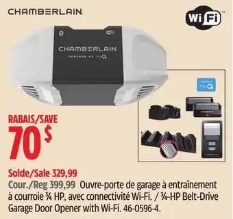 Canadian Tire Chamberlain 3⁄4-hp belt-drive garage door opener with wi-fi offer