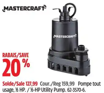 Canadian Tire Mastercraft 1⁄2-hp utility pump offer