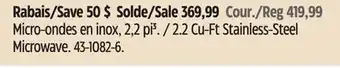 Canadian Tire Panasonic 2.2 cu-ft stainless-steel microwave offer