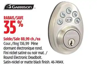 Canadian Tire Garrison round electronic deadbolt offer