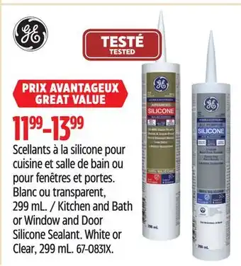 Canadian Tire Ge kitchen and bath or window and door silicone sealant offer