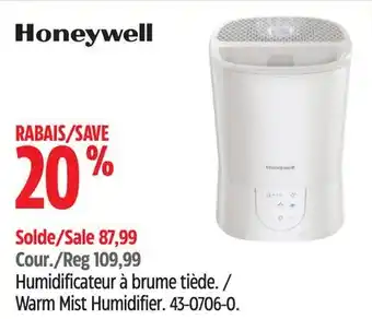 Canadian Tire Honeywell warm mist humidifier offer