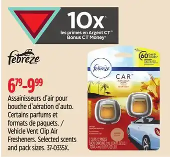 Canadian Tire Febreze vehicle vent clip air fresheners offer