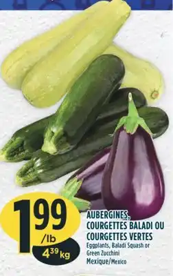 Marché Adonis Aubergines, courgettes baladi ou courgettes vertes offer