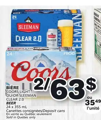 Marches Tradition Coors light or sleeman clear 2.0 beer offer