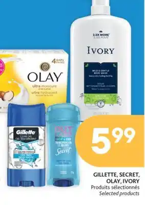 Brunet Gillette, secret, olay, ivory produits sélectionnés offer